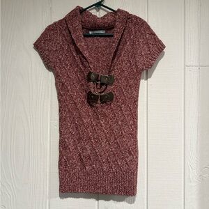Maurice's Burgundy Sweater with Buckle Detail